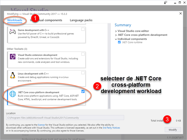 Install .NET Core cross-platform development workload